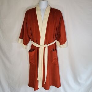 Vintage Vanity Fair For Him Rust Red Short Fleece Bathrobe Made In USA Men's S-M